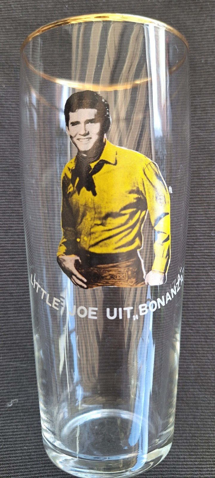 Vintage Bonanza 'Little Joe' drinkglas - verzamelobject, Verzamelen, Ophalen, Zo goed als nieuw, Tv, Gebruiksvoorwerp