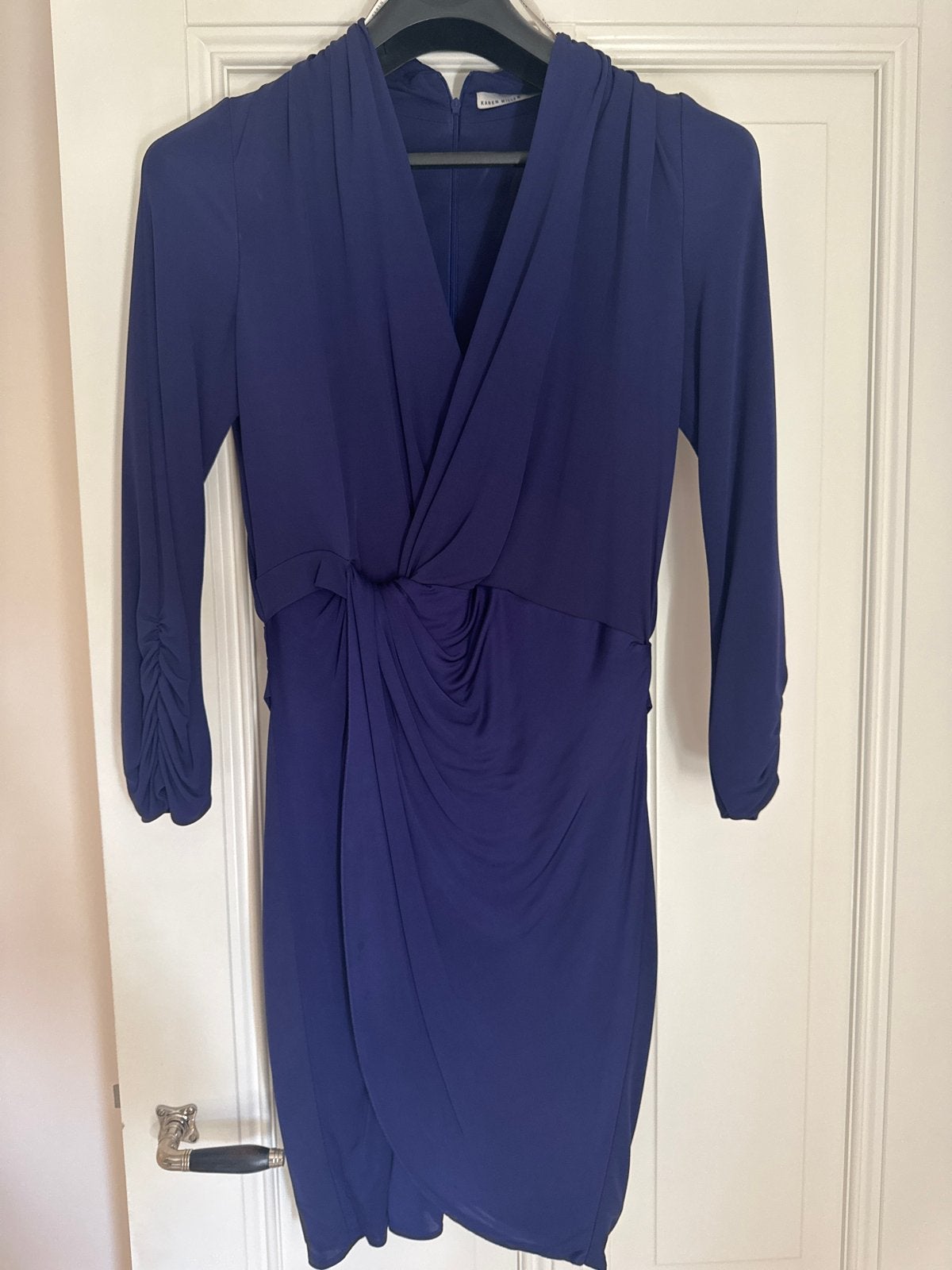 Karen Millen cocktailjurk, donkerblauw/paars, maat 38/40, Maat 38/40 (M), Blauw, Ophalen of Verzenden, Gedragen