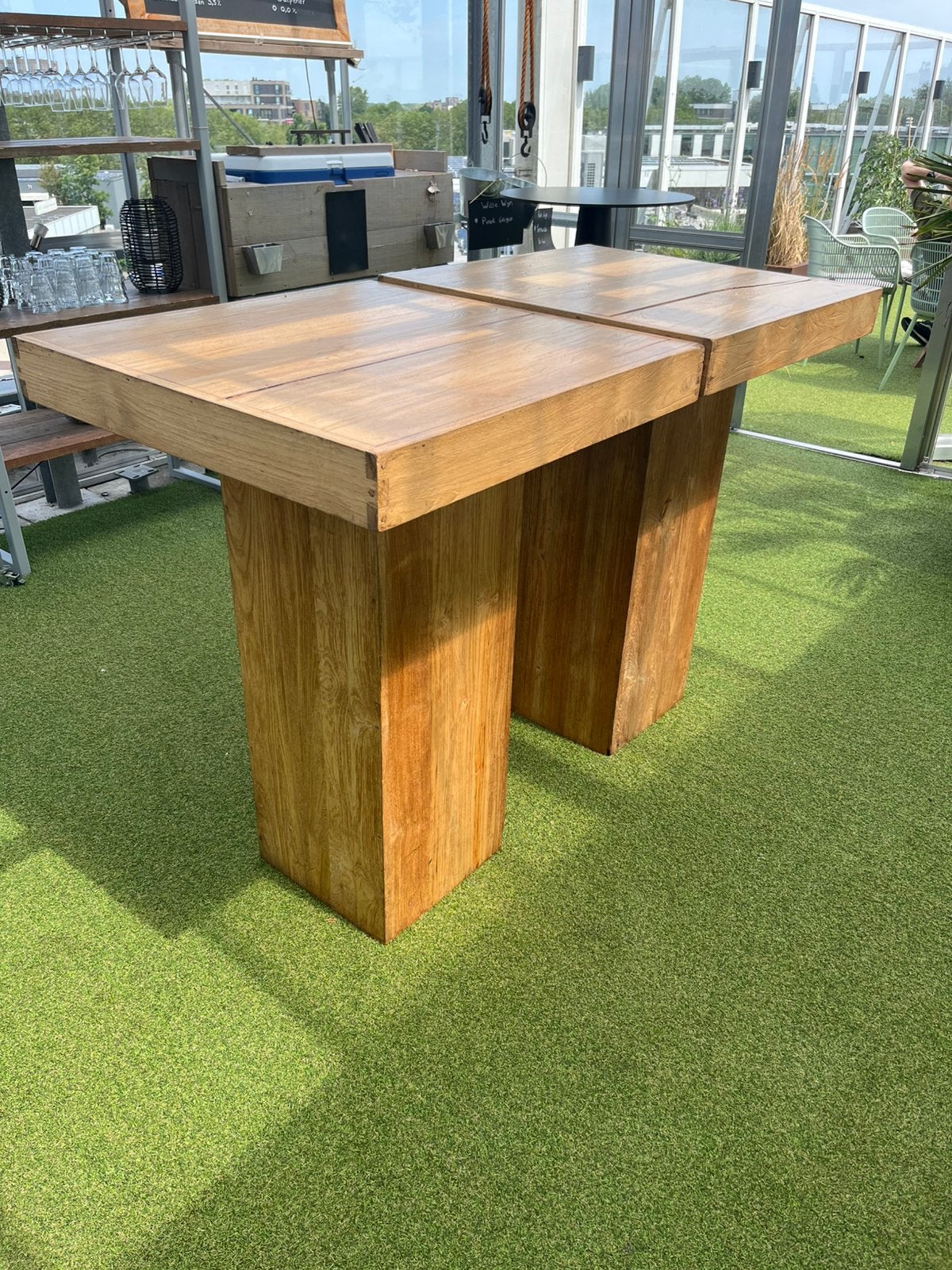 Super leuke statafel, Tuin en Terras, Tuintafels, Zo goed als nieuw, Rechthoekig, Hout, Ophalen