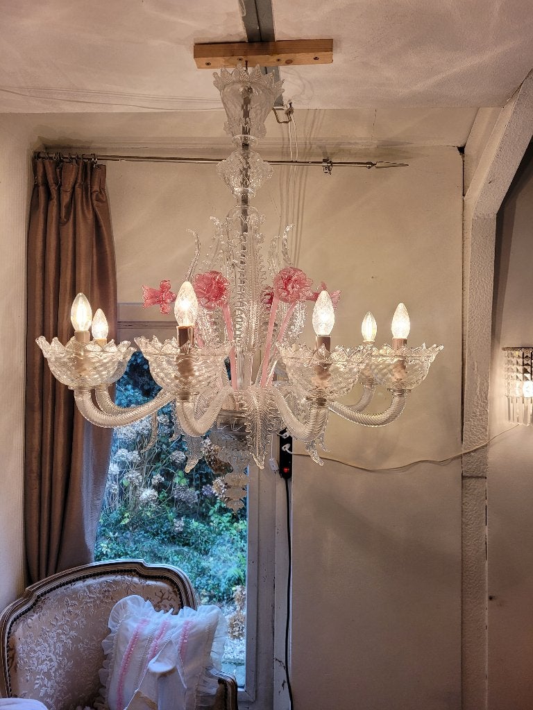 Antieke grote mond geblazen Murano lamp, Ophalen