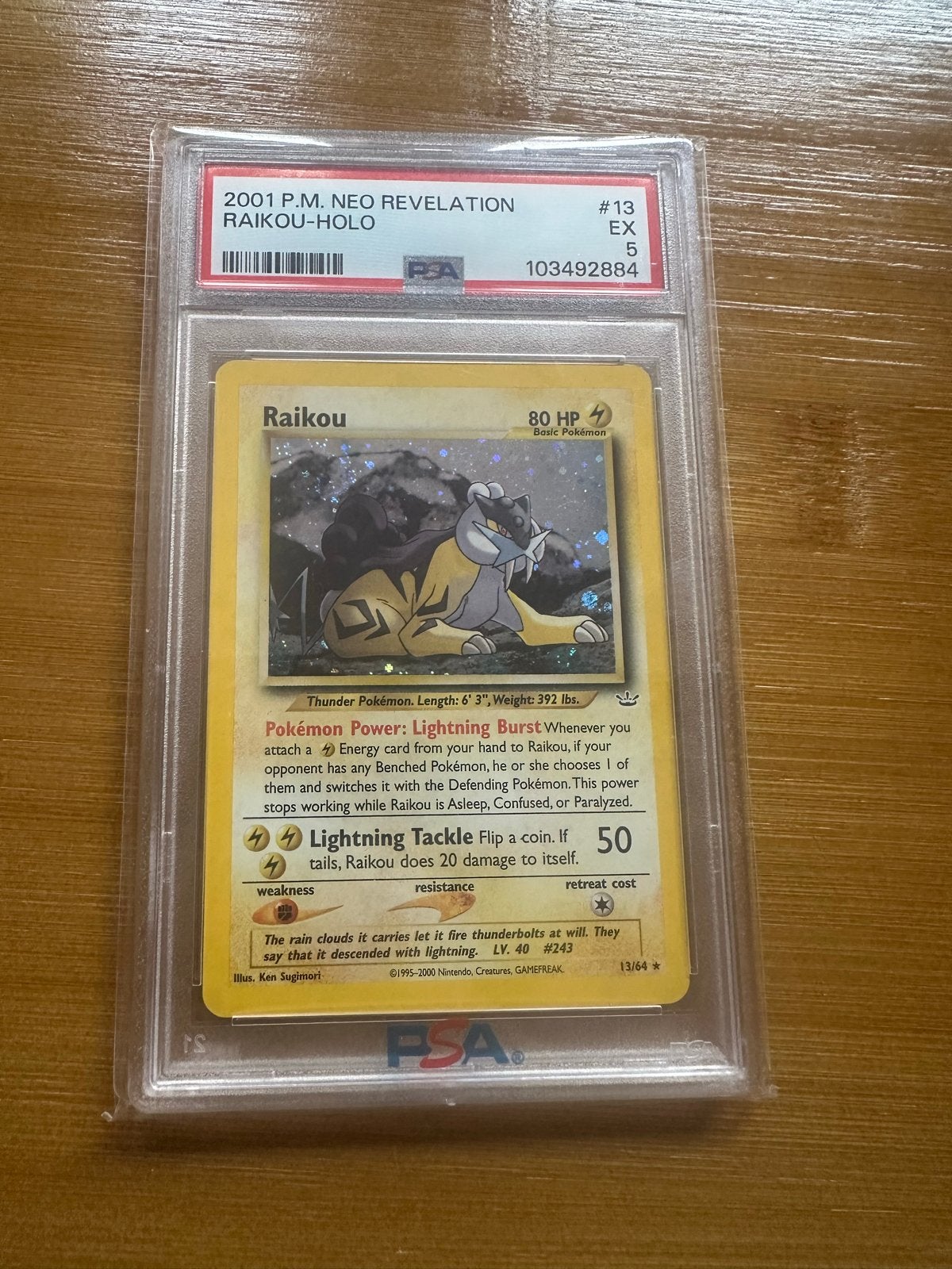 Raikou Holo PSA 5 - Neo Revelation Pokémon Kaart, Ophalen, Gebruikt, Losse kaart, Foil