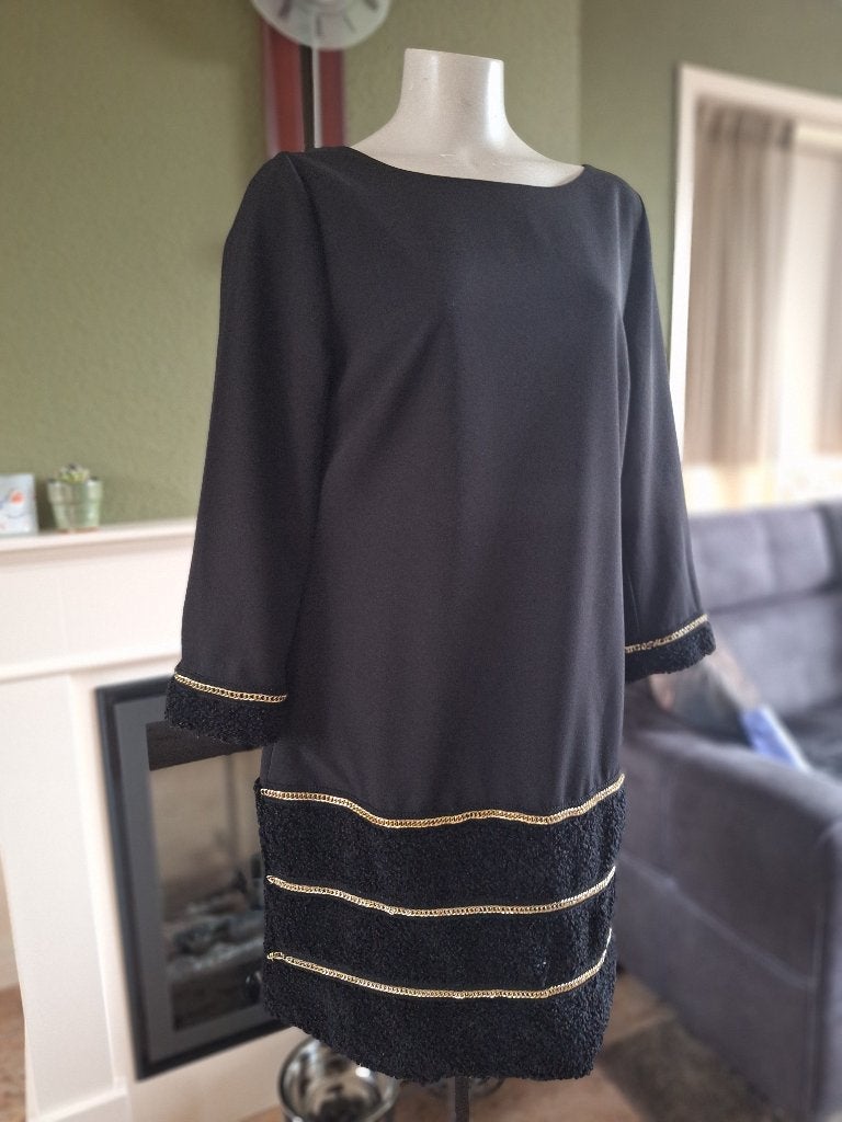 K-Design K Design zwarte goud winter jurk L, Kleding | Dames, K-design, Verzenden, Zwart, Maat 42/44 (L)