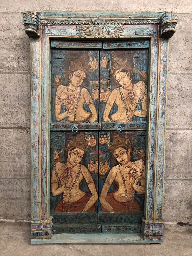 Antieke Oosterse deur Indiase deur Oosterse poort, Binnendeur, Ophalen of Verzenden, Zo goed als nieuw, Hout