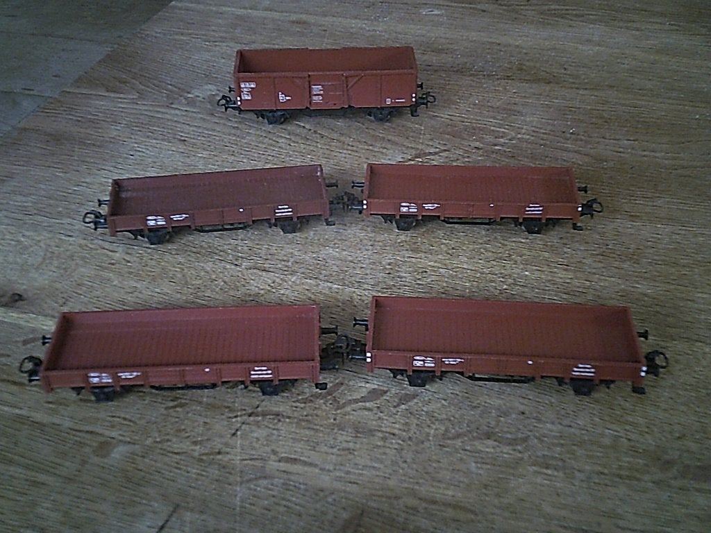 Marklin HO 4 Lagebakwagons nr. 4423 en Hogebakwagon nr. 4430, Wisselstroom, Gebruikt, Wagon, Ophalen of Verzenden