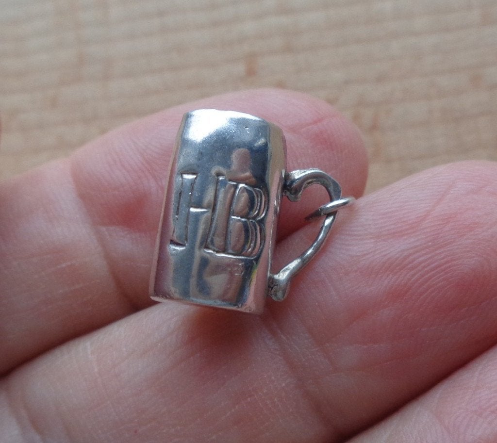 zilveren vintage bedel bierpul [123], Overige merken, Verzenden, Zo goed als nieuw, 1 bedel