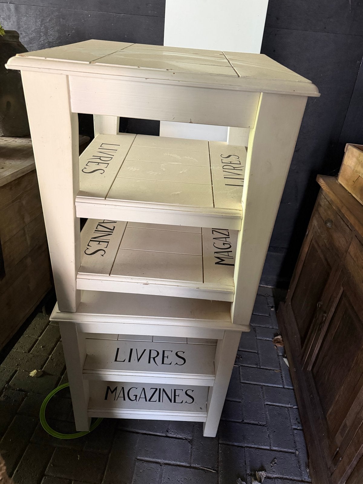 Set van 2 Riviera Maison Sidetables 56x56x66 cm - Gebruikt, Gebruikt, 50 tot 100 cm, Vierkant, Ophalen of Verzenden