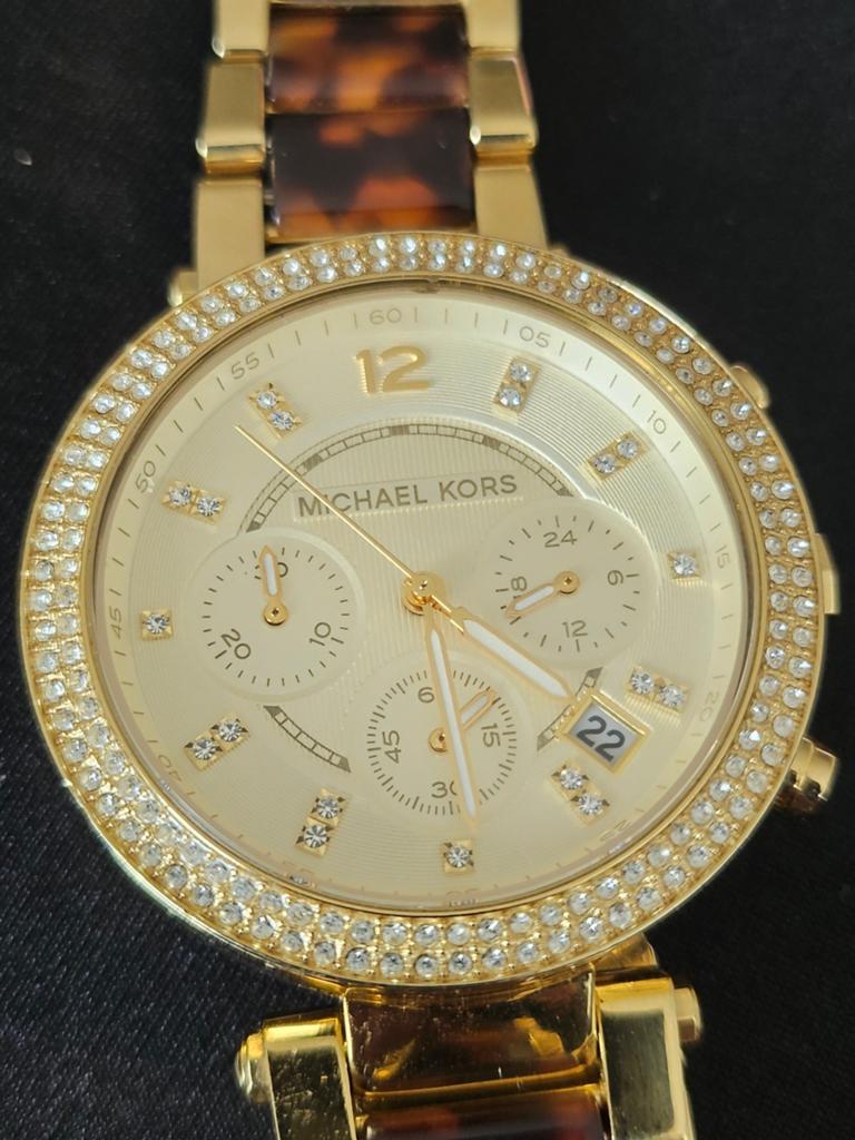 Michael Kors horloge in schildpadmotief, Overige merken, Staal, Polshorloge, Overige materialen