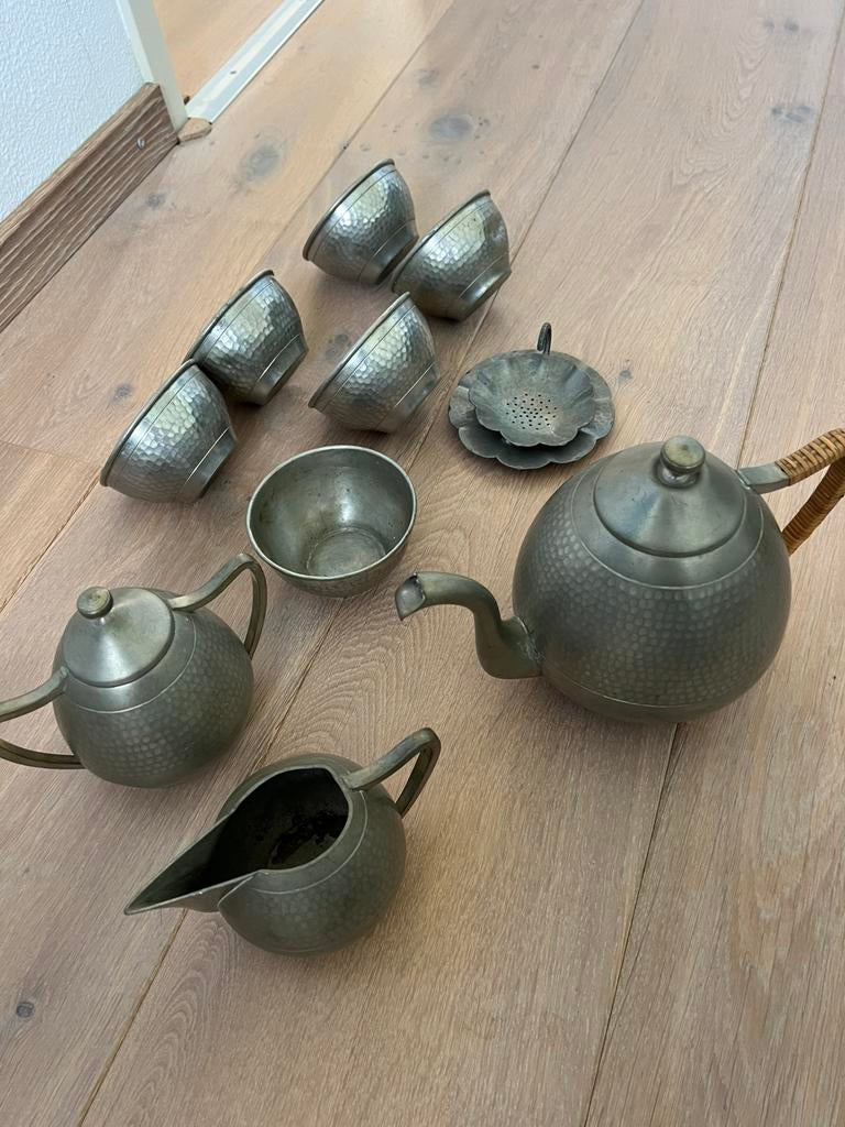 Tinnen theeservies, Ophalen of Verzenden