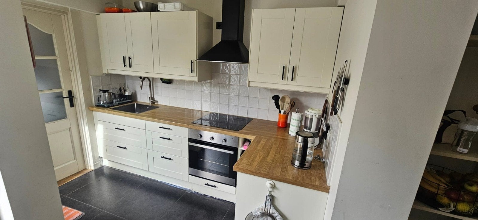 Witte keuken met inductie, Ophalen, Gebruikt, Wit, Hoekkeuken