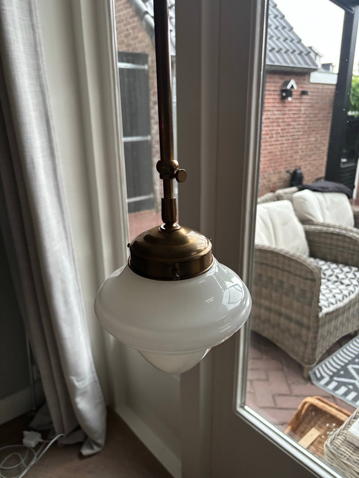Mooie hanglamp in Gispen stijl, Huis en Inrichting, Ophalen of Verzenden, Gebruikt, Glas, 75 cm of meer