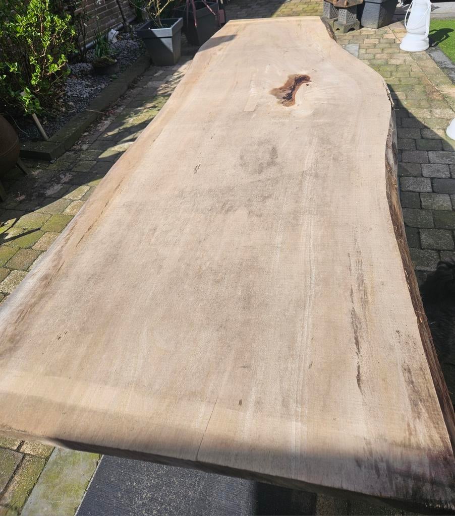 Robuuste boomstamblad tafel, Ophalen, Hout