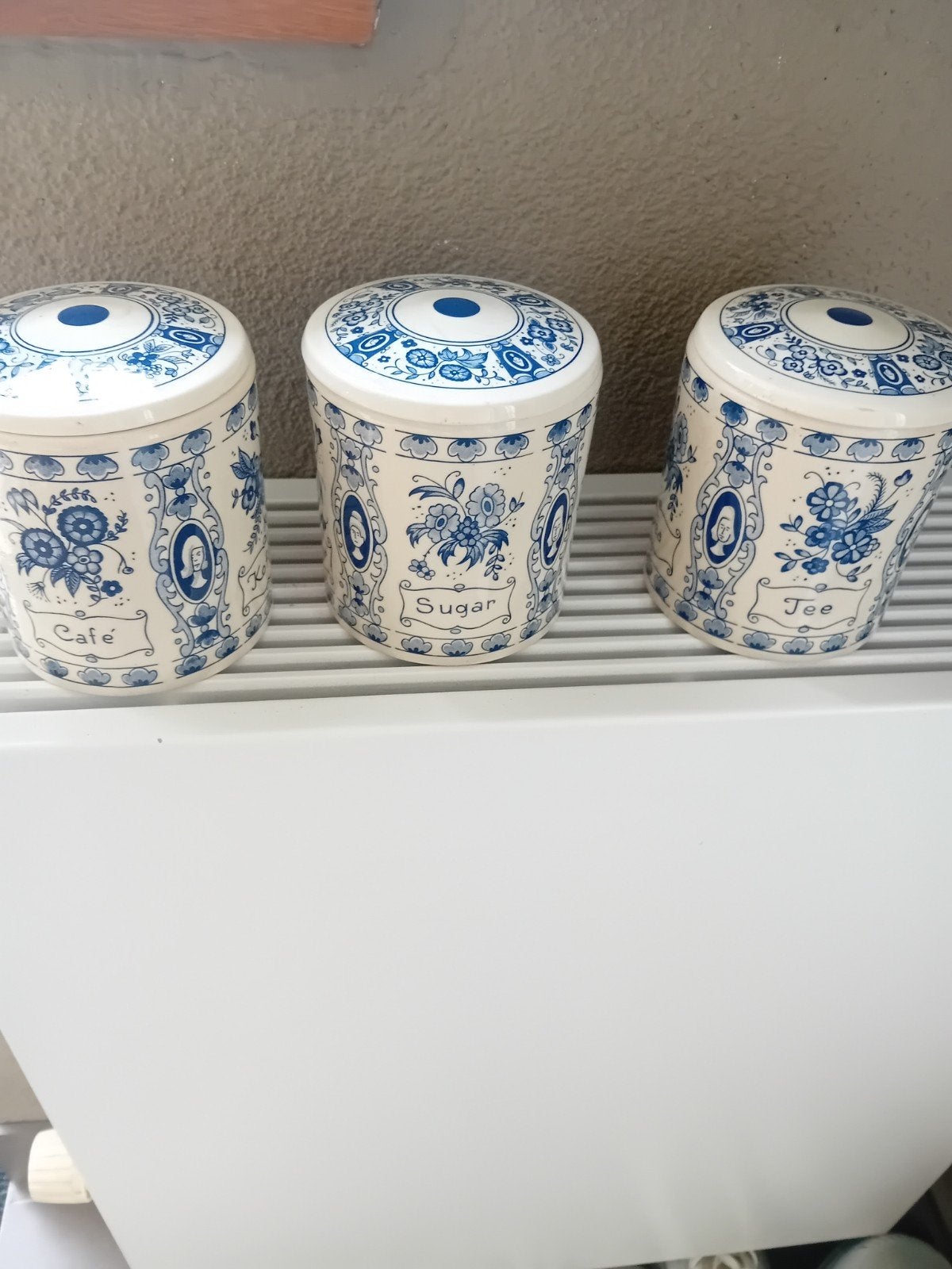 Set van 3 Delfts Blauwe voorraadpotten "'t Delftsche Huys", Huis en Inrichting, Ophalen of Verzenden