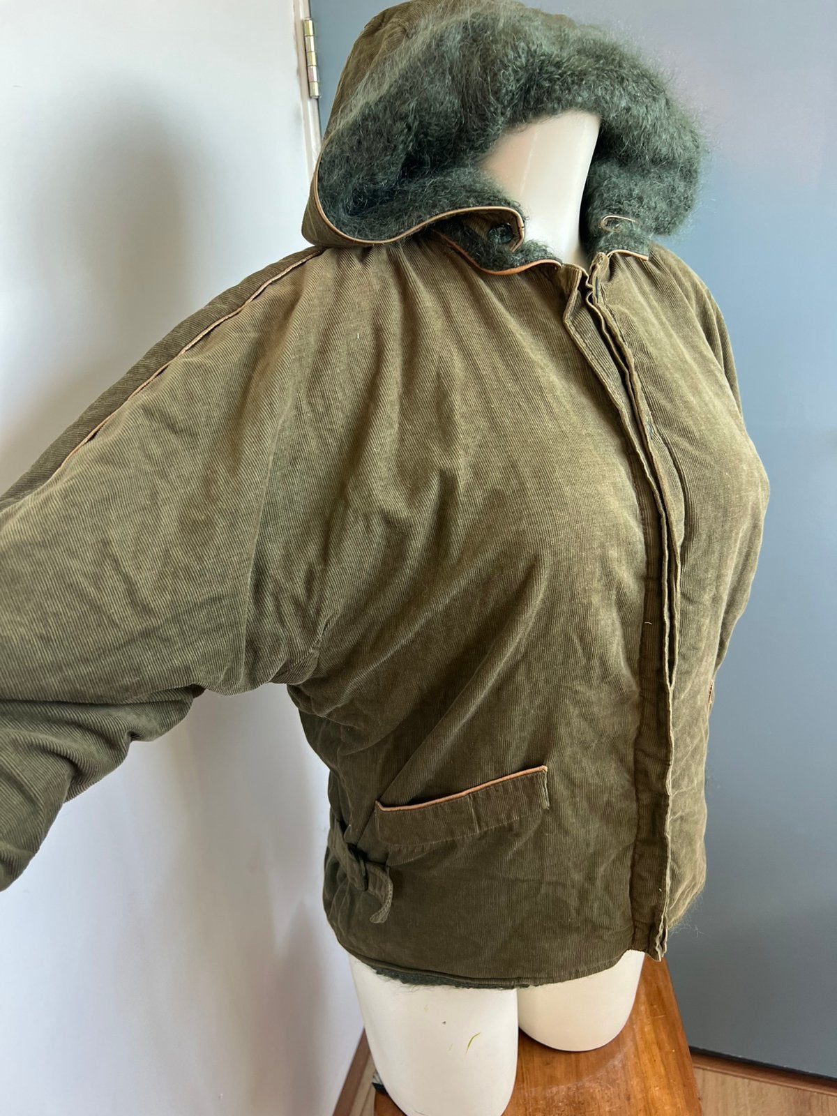 Les copains groene corduroy rib wol wollen jas m, Maat 38/40 (M), Ophalen of Verzenden, Zo goed als nieuw, X