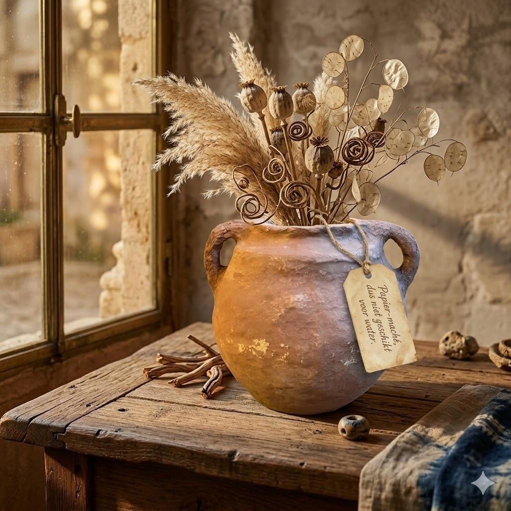 Authentieke Wabi-Sabi Pot Ø25H26cm Woondecoratie, Ophalen, Overige materialen, ., Rond