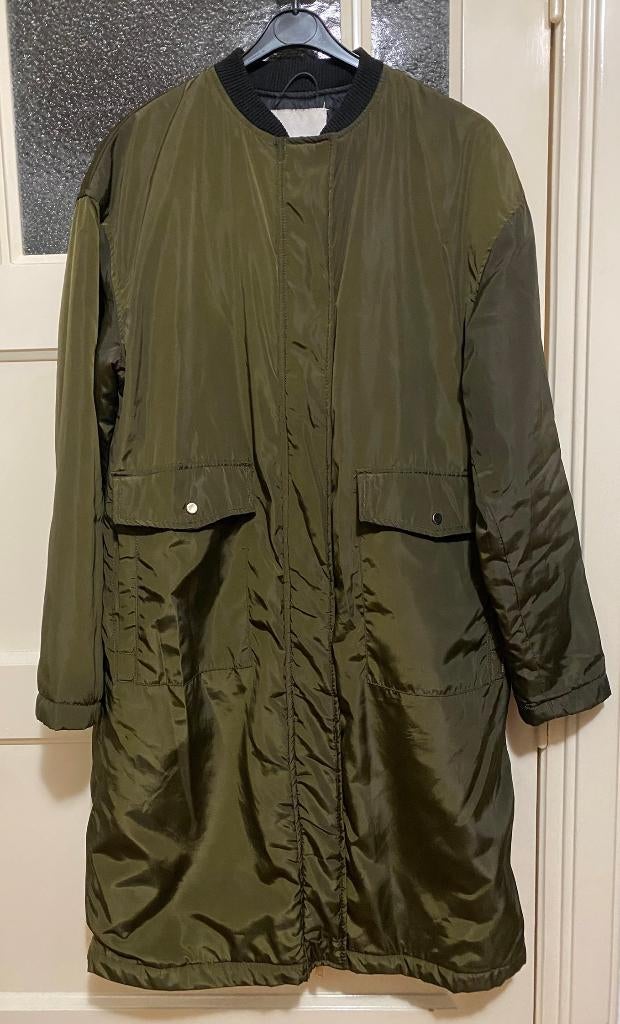 Dames lange jas van Pull & Bear, maat S, kleur: kaki + zwart, Overige kleuren, Ophalen of Verzenden, Gedragen, Maat 36 (S)