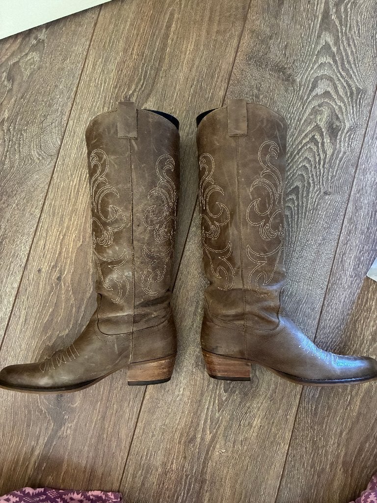 Cowboy laarzen, leer, vintage, 38, Hoge laarzen, Overige kleuren, Monshoe, Ophalen of Verzenden
