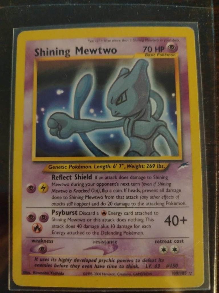 Shining Mewtwo Pokémon kaart - Neo Destiny 109/105, Hobby en Vrije tijd, Verzamelkaartspellen | Pokémon, Ophalen of Verzenden