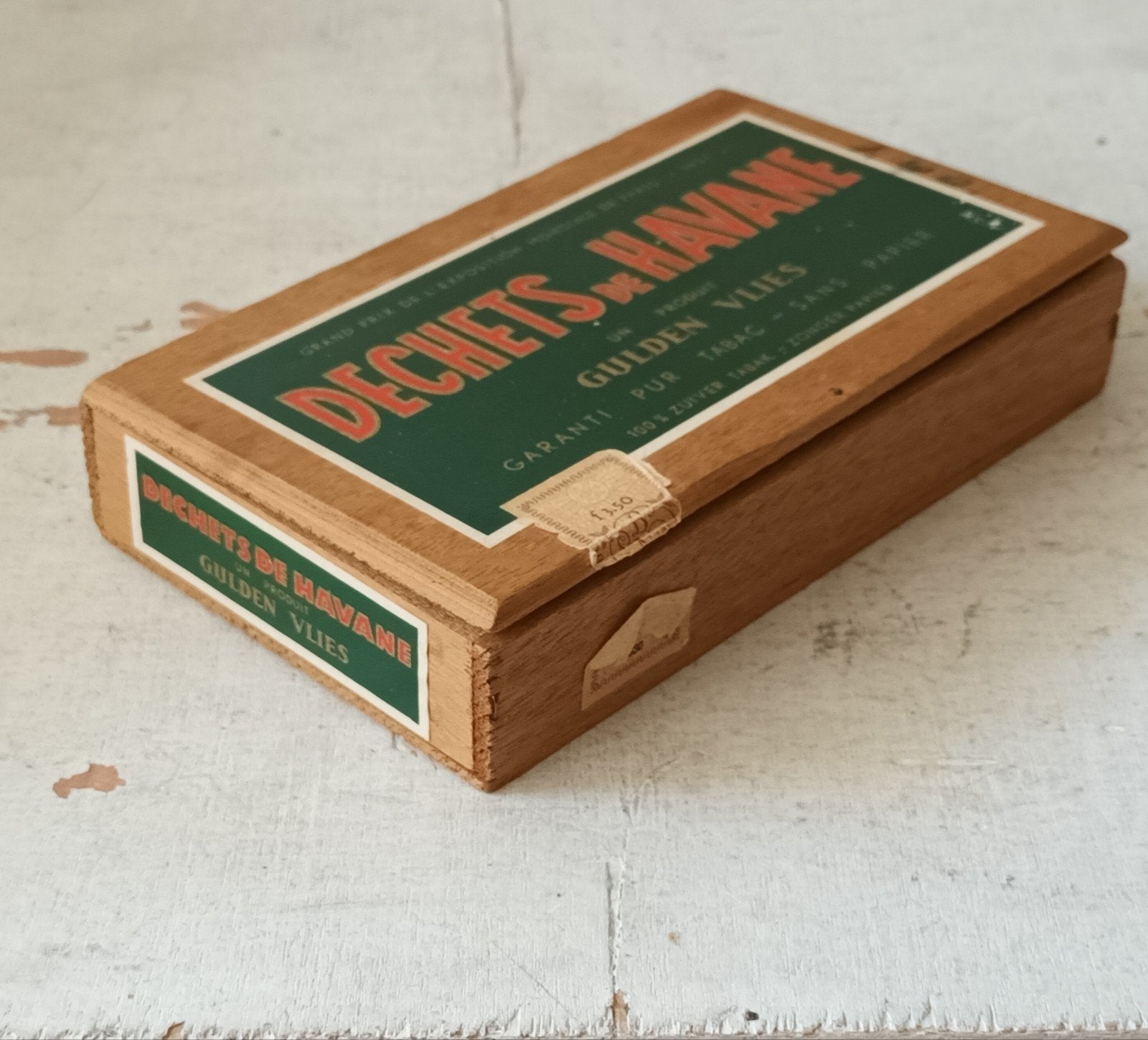 Vintage houten sigarenkistje 'Dechets de Havane', Verzamelen, Ophalen of Verzenden, Gebruikt, Tabaksdoos of Verpakking