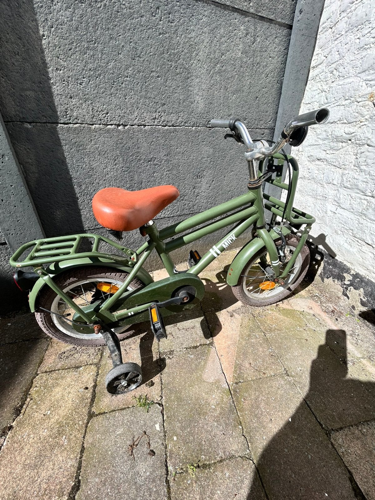 MICK kinderfiets met zijwieltjes – groen – opknapper, Ophalen, Gebruikt, Minder dan 16 inch, Zijwieltjes