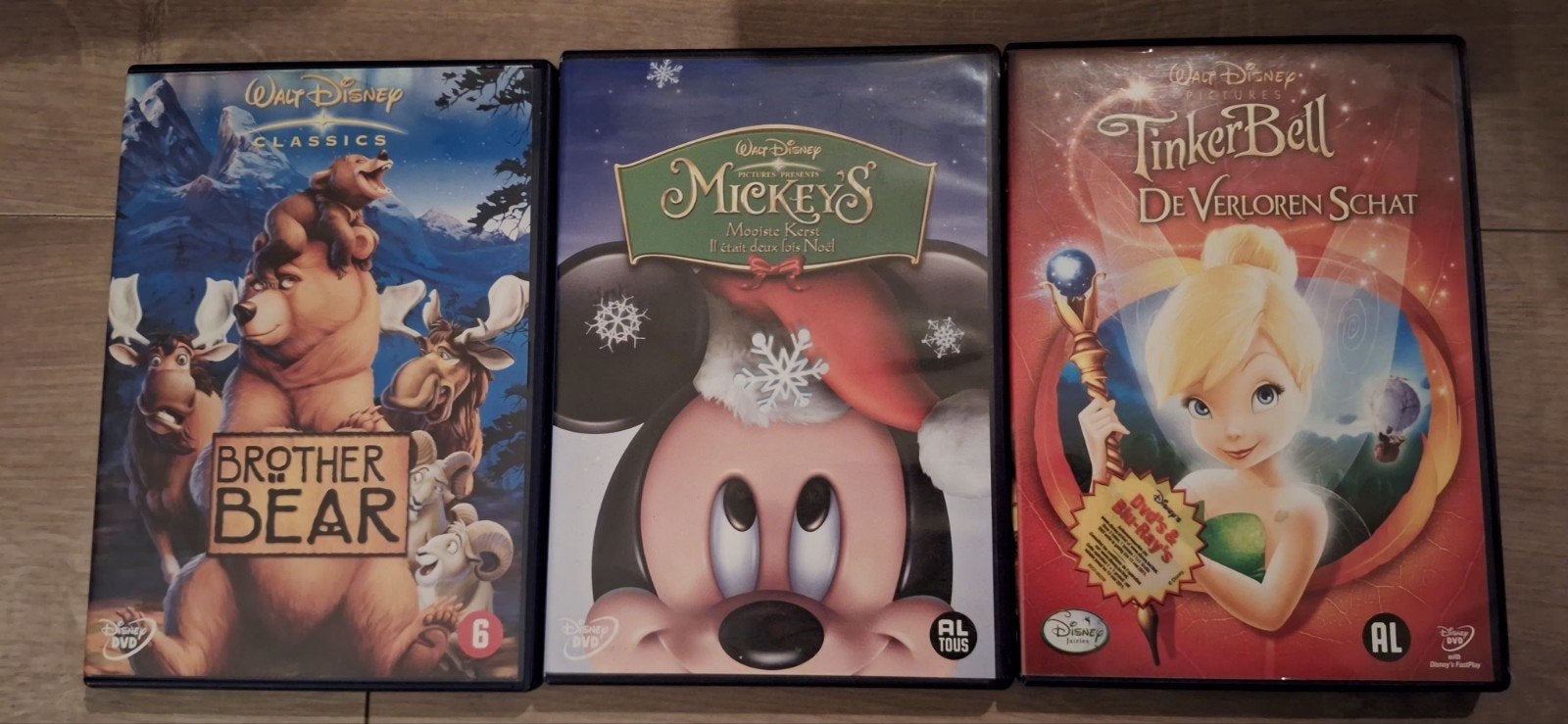 Disney DVD Collectie:Brother Bear, Mickey's Kerst, Tinkerbel, Gebruikt, Animatie, Verzamelbox, Alle leeftijden