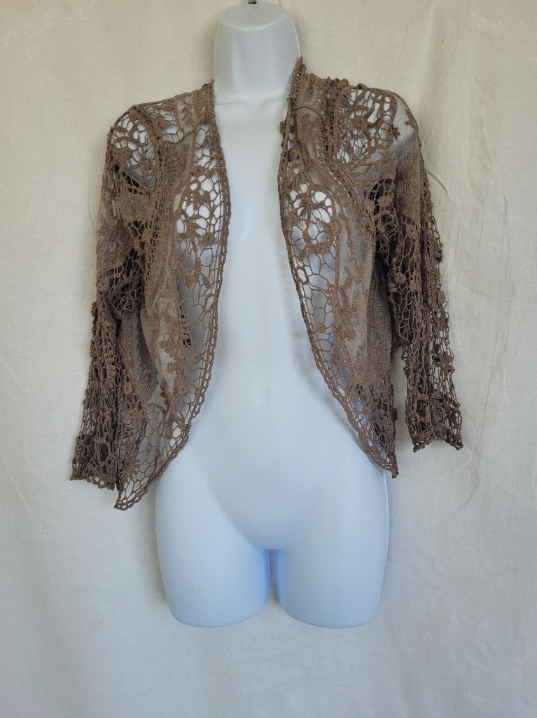 Mooie gehaakt katoenen vest mt S/M, Bruin, ., Nieuw, Ophalen of Verzenden