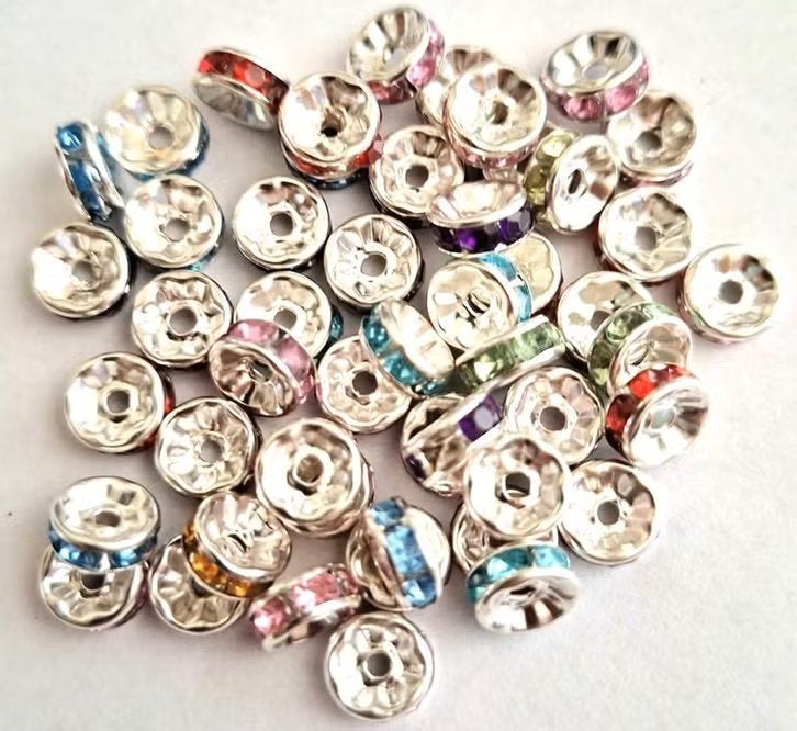 kleurige rondellen / tussen kralen met rhinestone 8 mm, Verzenden, Nieuw, Overige typen
