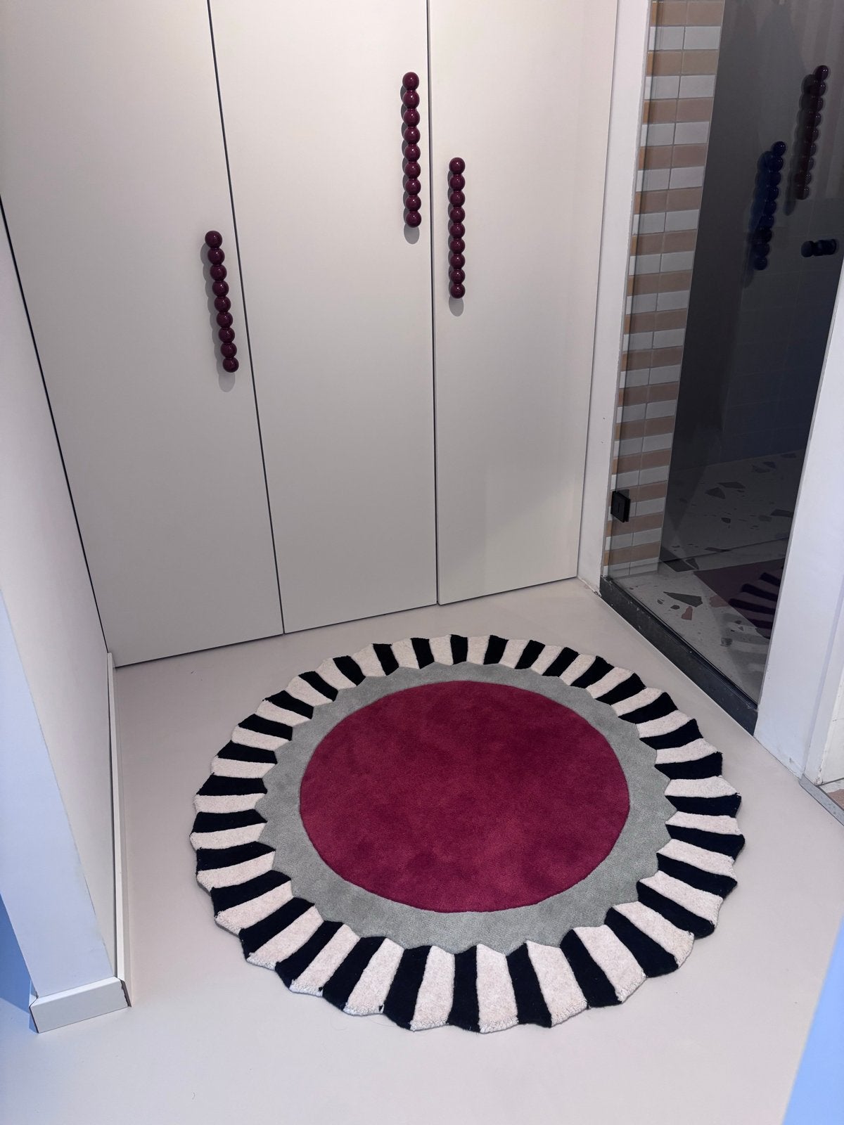 Nieuw handgetuft wollen vloerkleedje - 120 cm, Huis en Inrichting, Ophalen, 100 tot 150 cm, Rond, Nieuw