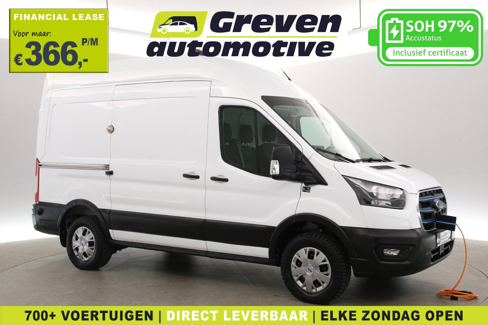Ford E-Transit 68 kWh L2H3 | Snelladen | SOH 97% | Clima | 3, Auto's, Bestelauto's, Bedrijf, Te koop, 360° camera, ABS, Achteruitrijcamera