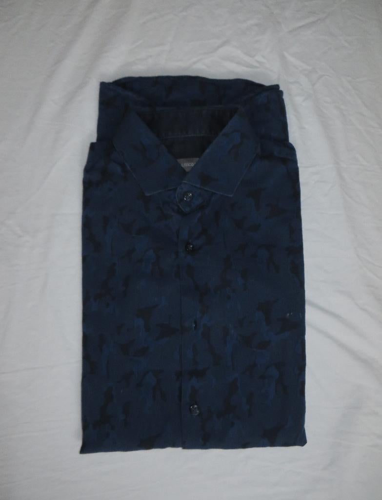 Donkerblauw gemêleerd overhemd, maat S, Angelo Litrico, Kleding | Heren, Overhemden, Blauw, Ophalen of Verzenden, Zo goed als nieuw