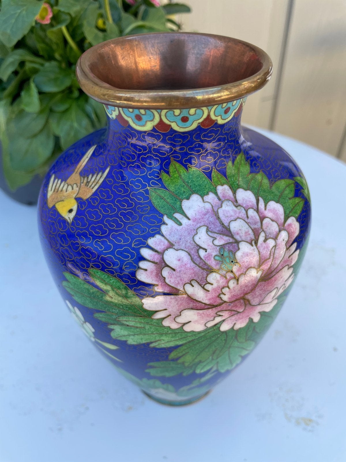 Antieke cloisonné vaas, Ophalen of Verzenden