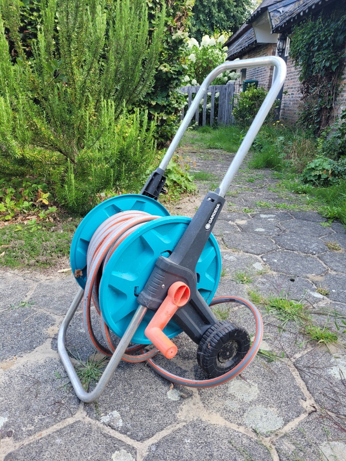 Gardena tuinslanghaspel 15-20m, handmatig, Tuin en Terras, Ophalen, Gebruikt, Tuinslanghaspel