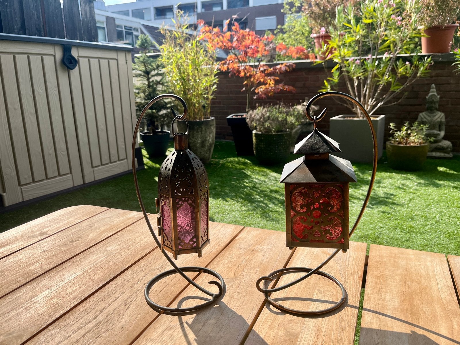 Arabische tafellamp set van 2, Paars, Ophalen, Gebruikt, Glas