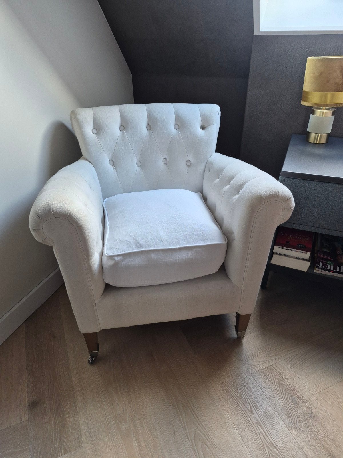 Riviera Maison stoeltje,fauteuil wit, Ophalen, Gebruikt, Eenpersoons, Minder dan 75 cm