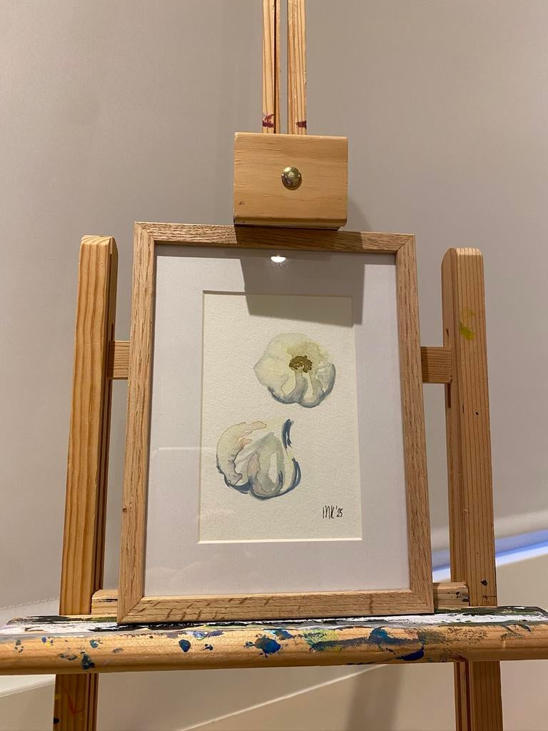 Origineel schilderij aquarel knoflook keuken, Ophalen of Verzenden, Zo goed als nieuw