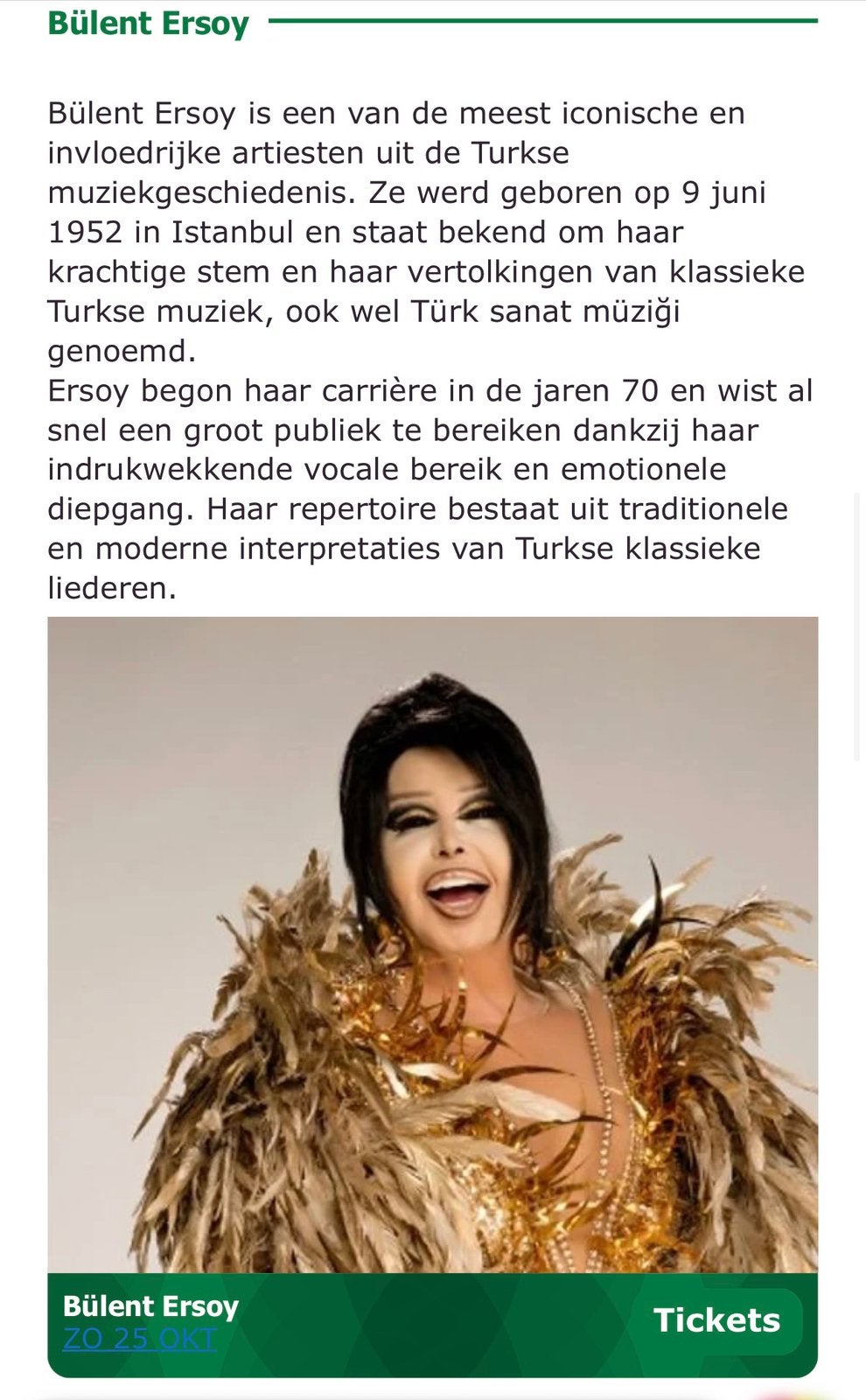 Bülent Ersoy  Tivoli Utrecht 25 oktober 2026, Tickets en Kaartjes, Twee personen, Oktober