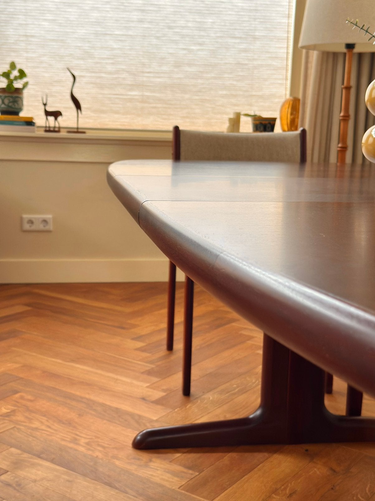 Vintage eettafel mahonie hout Deens design jaren 50/60/70, Huis en Inrichting, Ophalen, Gebruikt, Vintage, 200 cm of meer