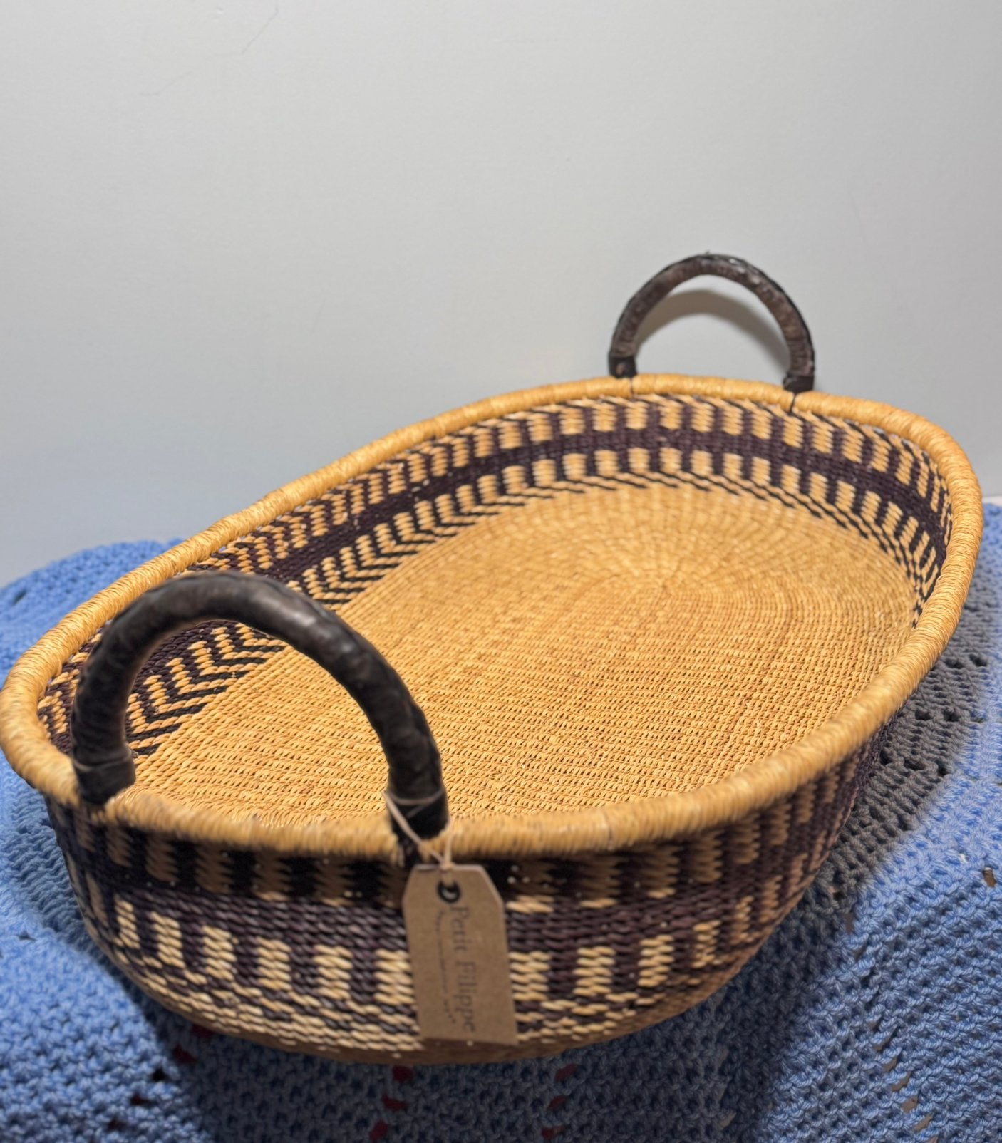 RRP100€ Nieuw Petit Filippe moses mand handgemaakt faretrade, Mand, Nieuw, Ophalen of Verzenden, Riet