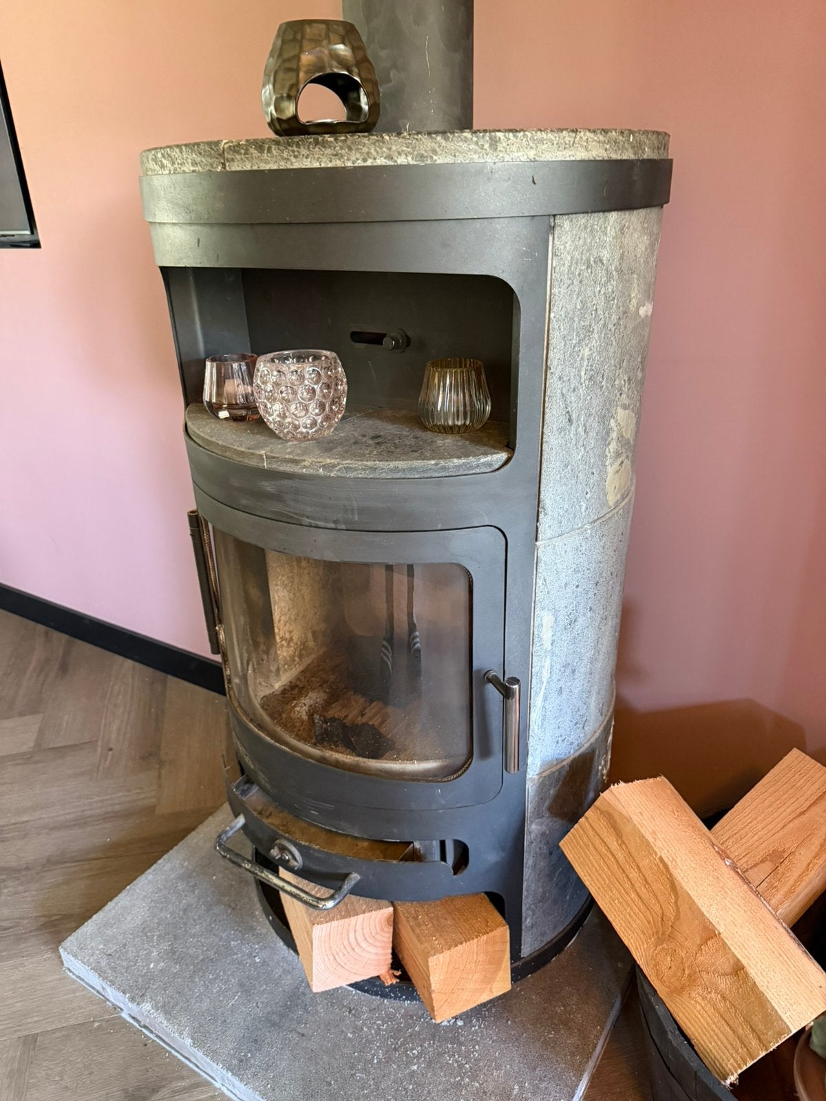 Speksteen kachel, Huis en Inrichting, Ophalen, Gebruikt, Hout, Houtkachel