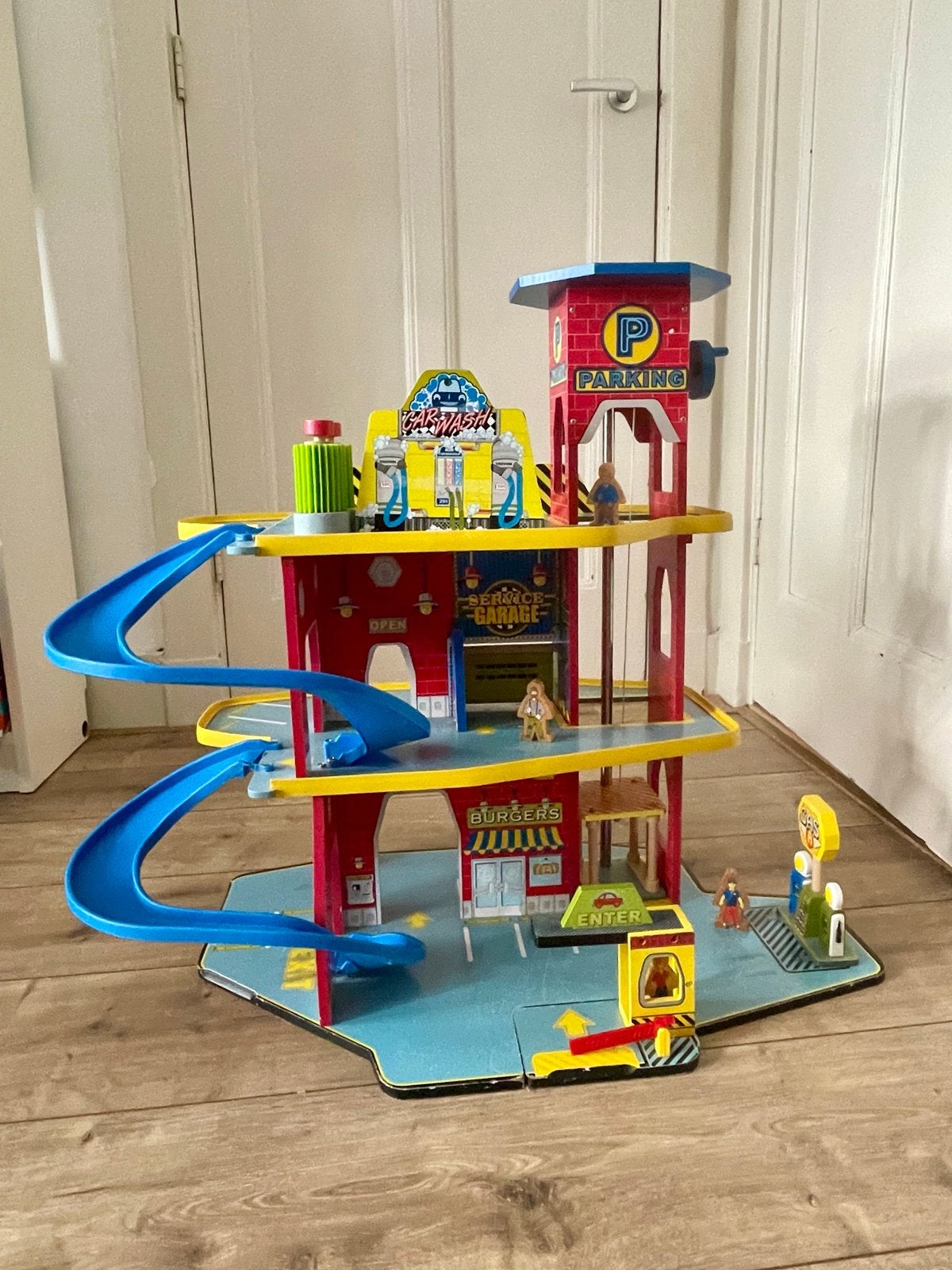 KidKraft Deluxe Garage Set - houten garage met lift, Kinderen en Baby's, Ophalen, Gebruikt, Jongen of Meisje