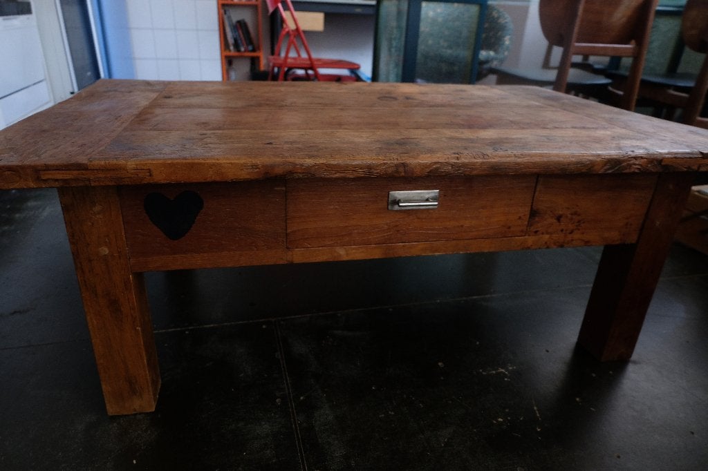 Houten salontafel, Huis en Inrichting, Ophalen, Gebruikt, 100 tot 150 cm, Eikenhout