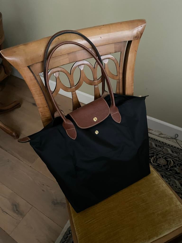Longchamp Le Pliage schoudertas L, Ophalen of Verzenden, Gebruikt, Zwart, Handtas