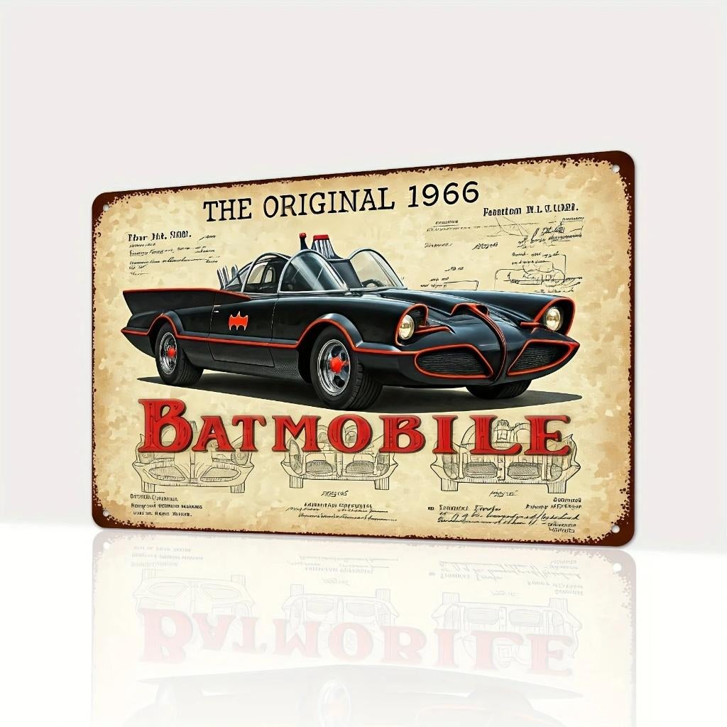 Vintage metalen bordje Batmobile 1966 (30x20cm), Ophalen of Verzenden, Nieuw, Film, Overige typen