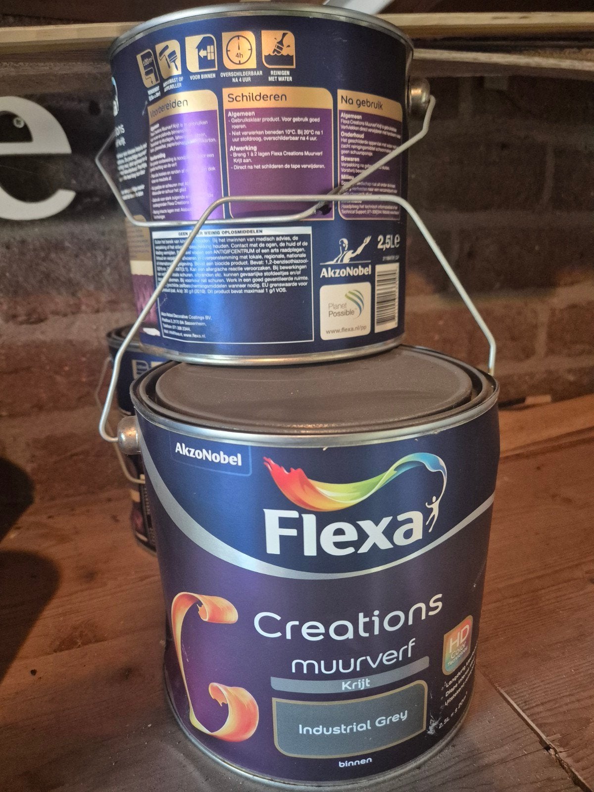 Flexa Creations Muurverf Krijt Industrial Grey 2.5L, Nieuw, Ophalen of Verzenden, Verf, Grijs