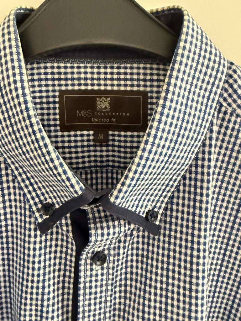 Marks and Spencer herenoverhemd size medium, Kleding | Heren, Overhemden, Ophalen of Verzenden, Zo goed als nieuw, Blauw, Halswijdte 39/40 (M)