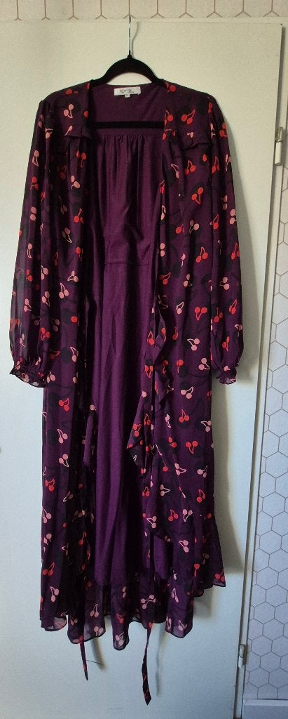 Miljuschka by Wehkamp wikkeljurk donkerrood/aubergine mt 44, Kleding | Dames, Maat 42/44 (L), Miljuschka by Wehkamp, Nieuw, Ophalen of Verzenden