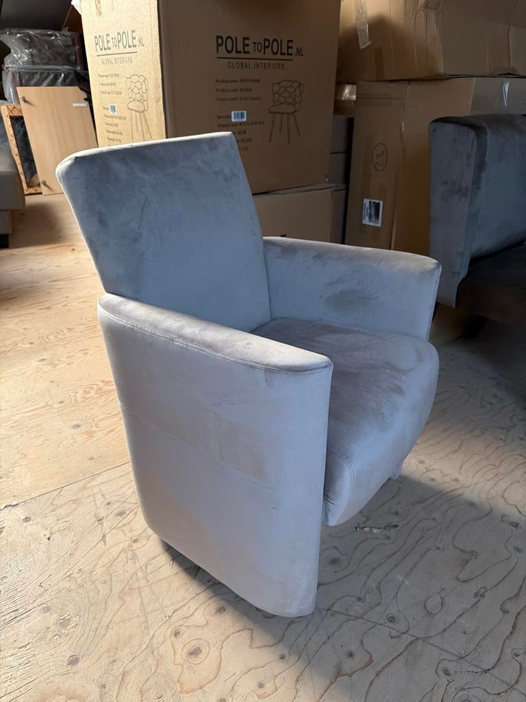 5x Velours Fauteuil met Wieltjes - Comfortabel & Stijlvol, Minder dan 75 cm, Nieuw, Ophalen of Verzenden, Stof