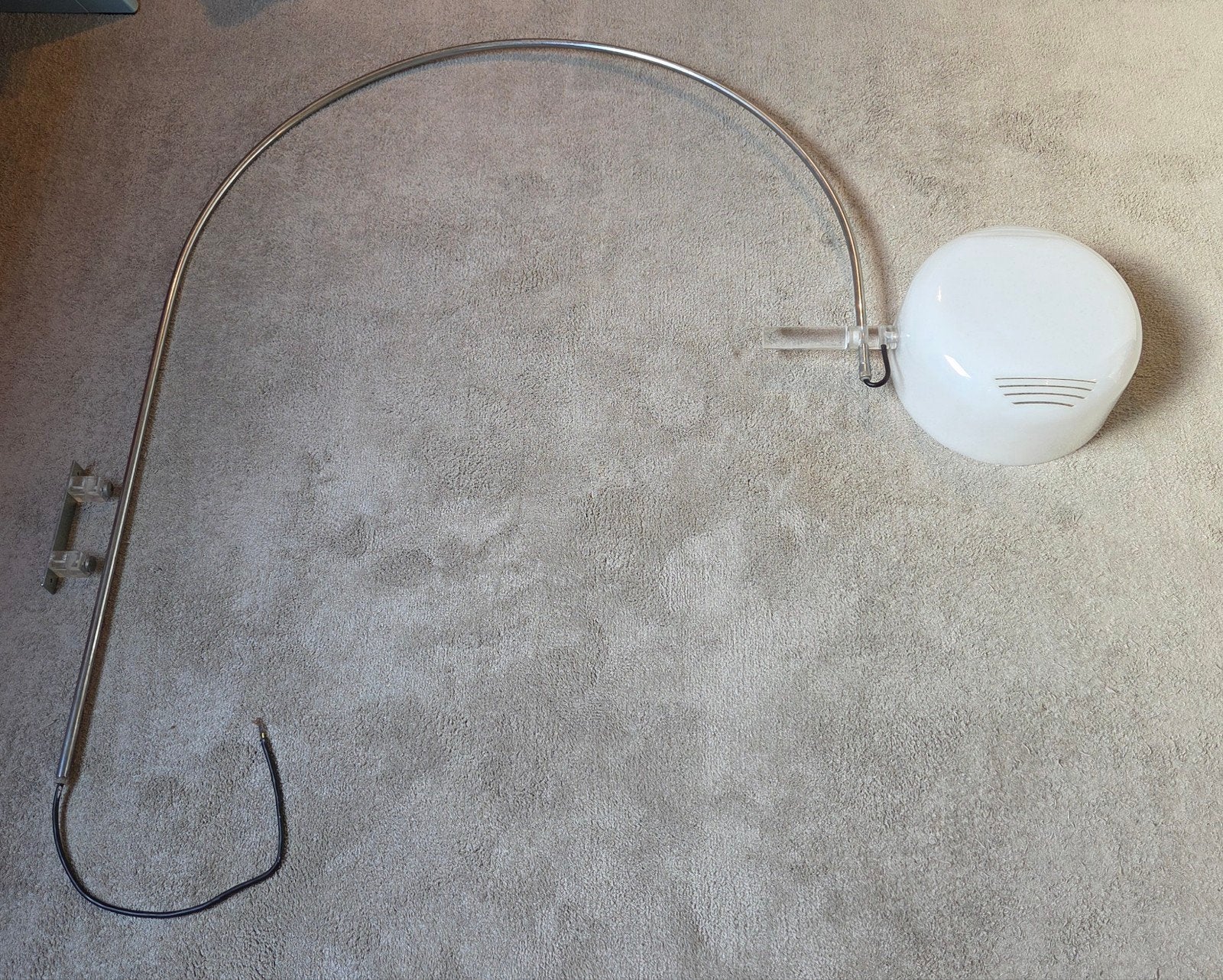 Vintage Raak Booglamp met Witte Kap, Wit, Overige merken, Gebruikt, E27 (groot)