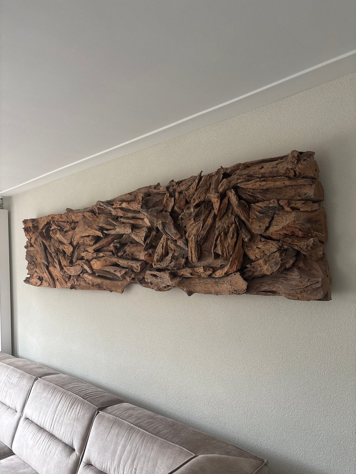 Unieke Drijfhout Wanddecoratie - 267x60 cm, Ophalen, Wandsculptuur, Gebruikt, Hout