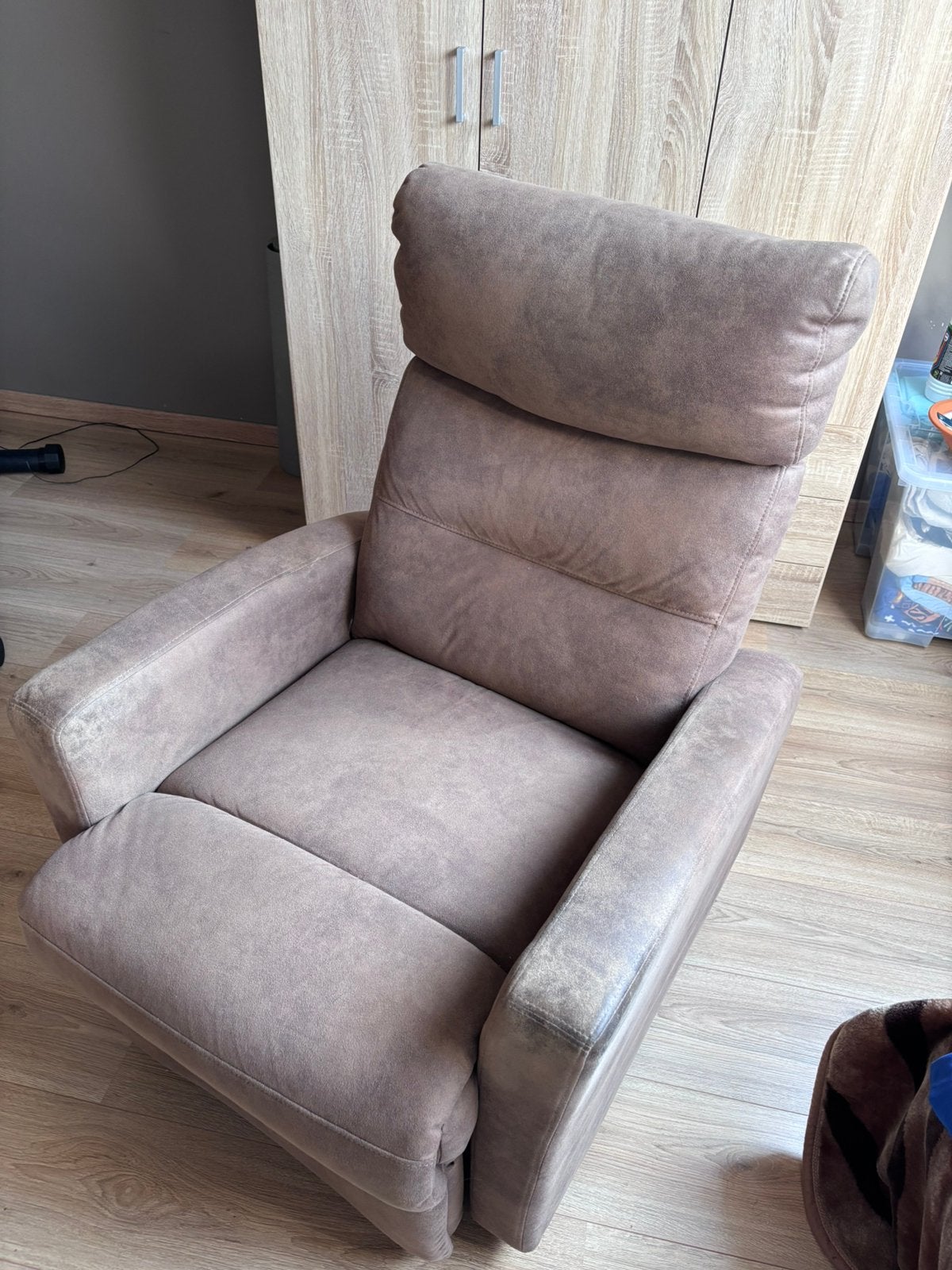 Bruine fauteuil, Huis en Inrichting, Ophalen, Gebruikt, 75 tot 100 cm, 50 tot 75 cm