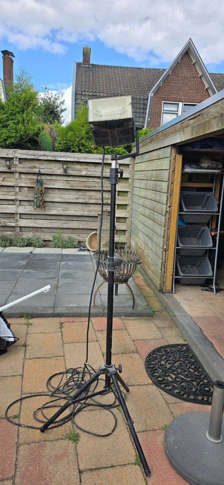70 Watt halogeen bouwlamp met Statief en 10 meter snoer, Ophalen, 50 tot 200 watt, Lamp, Met statief